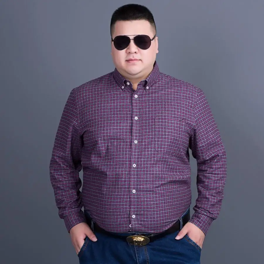 

plus size Men's Plaid Cotton Casual Shirts Office Long Sleeve Fashion Brand High Quality Wholesale Male Luxury Army Dress Shirts