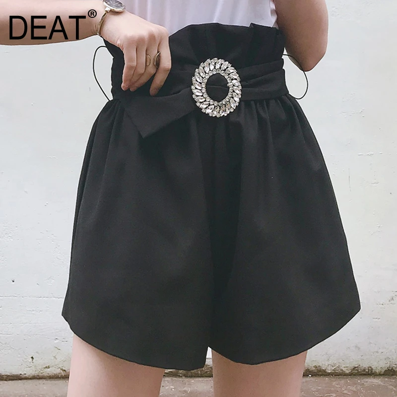 DEAT 2020 новые летние женские модные шорты с высокой талией оборками поясом и