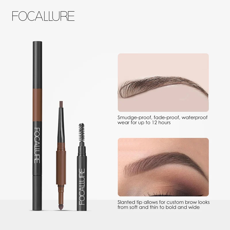 FOCALLURE 3 в 1 авторучка для бровей 24 часа продолжительный оттенок Тени Макияж Мягкий