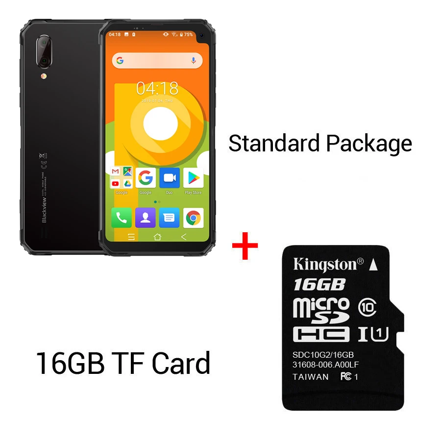 Gray N 16GB TFCard Blackview BV6100 6,8" прочный смартфон Helio IP68 Водонепроницаемый 3 ГБ+ 16 ГБ Android 9,0 NFC 4G мобильный телефон - Цвет: Gray N 16GB TFCard