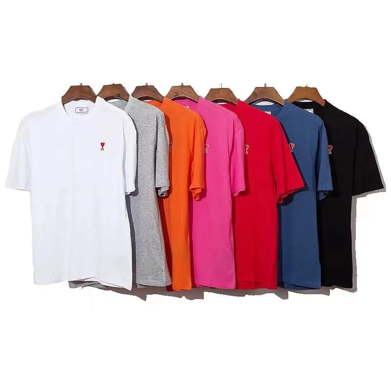 

Men's trend simple fashion embroidery short-sleeved T-shirt A Love 2021 summer new AMI alexfiocco Matiussi Hearts