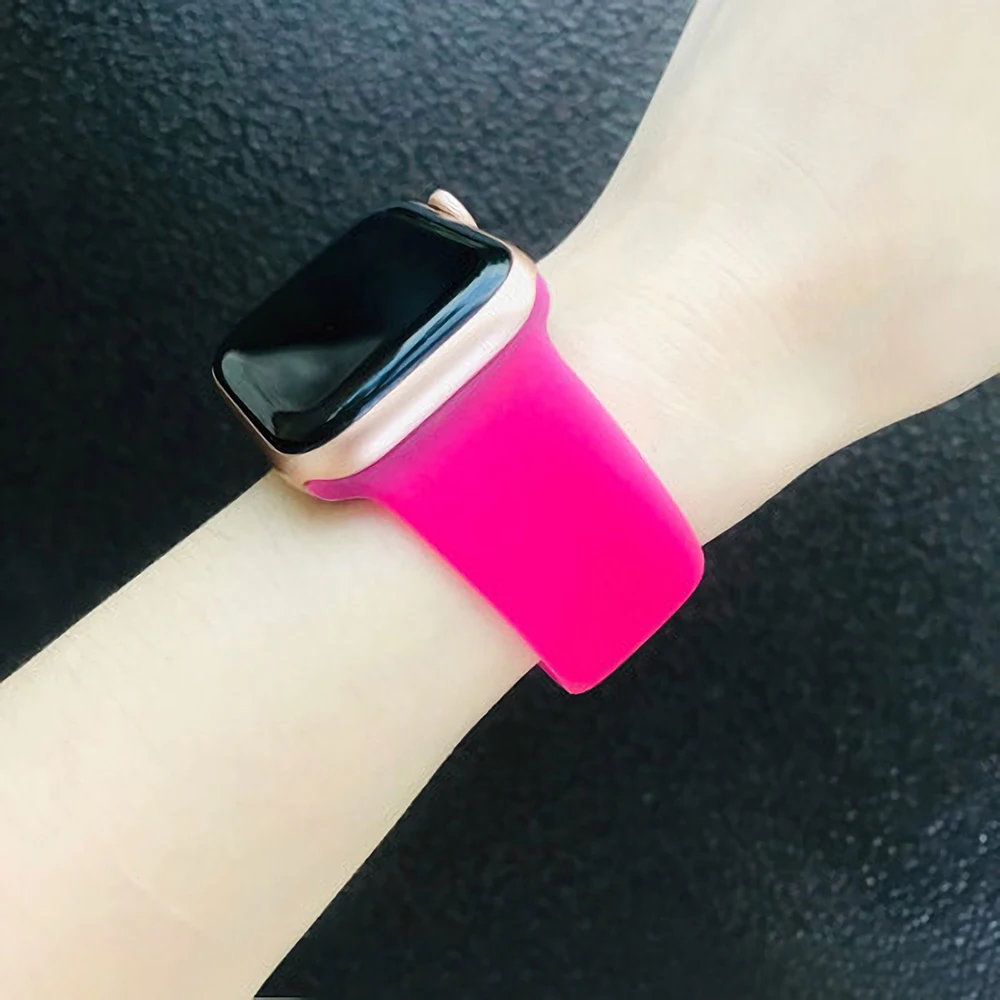 

2021 Silicone Straps For Correa Apple Watch se 42mm 44mm Belt Very Soft Silicone Bracelet For Apple Watch Series 6 5 Accessories