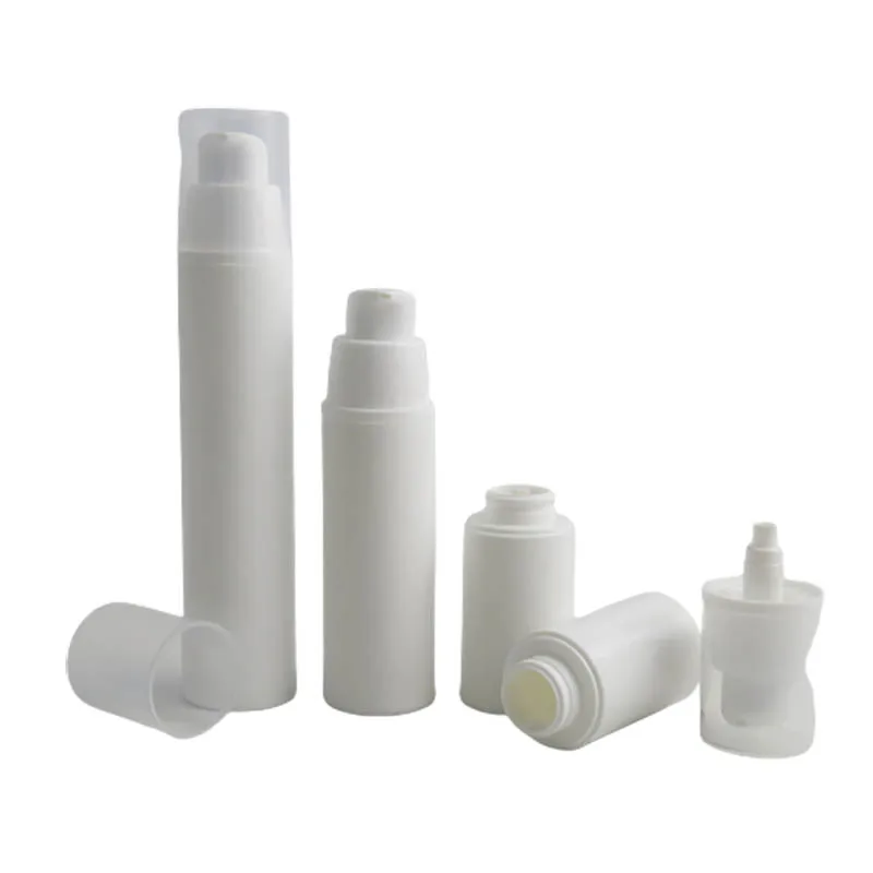 

30 x 15ml 30ml 50ml airless Lotion Pump Dispensing bottle 1oz white PP Shampoo cosmetic container cosmetic packaging
