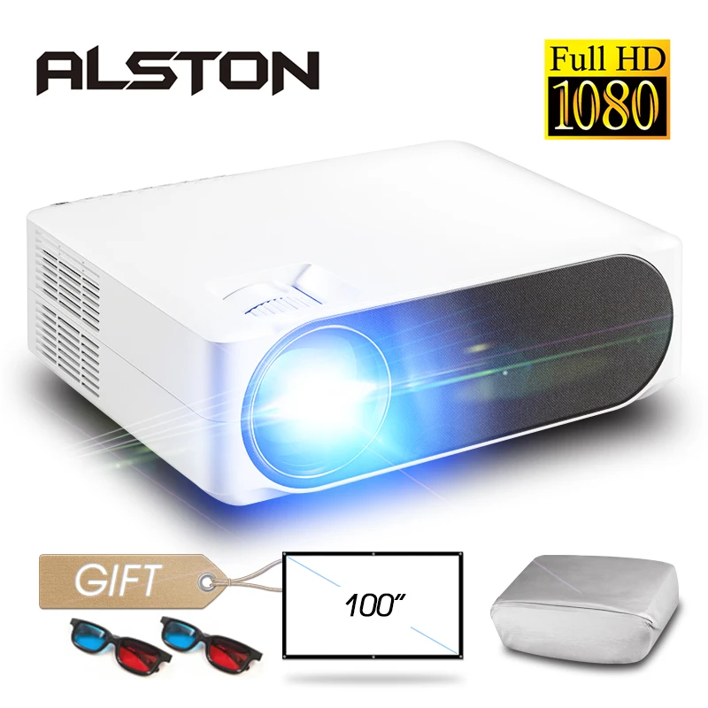 Проектор ALSTON M19 кинопроектор Full HD 1080P 4K 5800 лм Android Wi-Fi Bluetooth hdmi VGA AV USB с подарком |