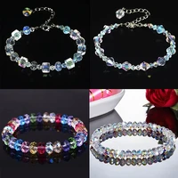 fashion colorful crystals beads bracelets women transparent handmade beaded bracelets jewelry elastic wristband bangles adjust
