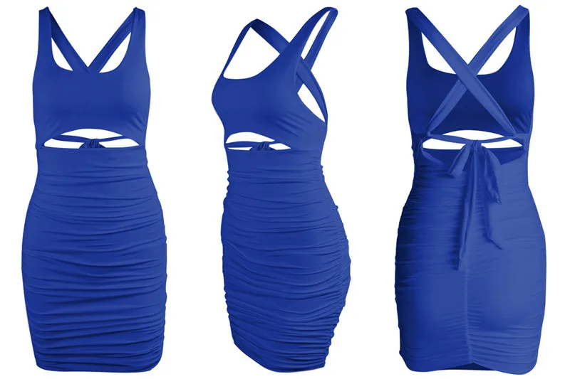 

WJFZQM Sexy Hollow Out Party Women Bodycon Mini White Dresses Sleeveless Bandage O-Neck Solid Clubwear Fashion Female Outfits