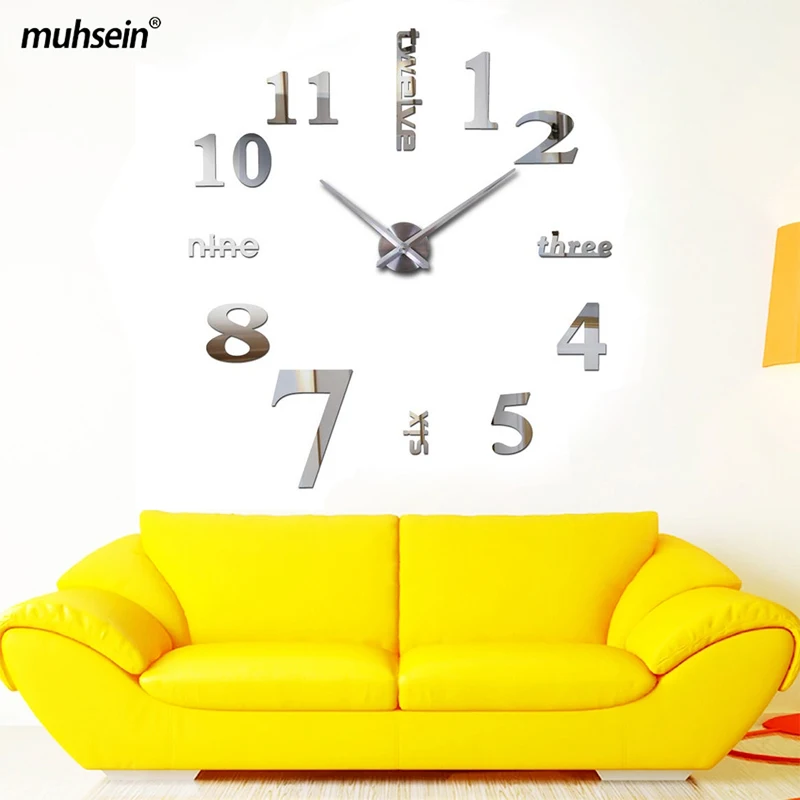 Muhsein 2021 креативные настенные часы Современные DIY 3D Цифровой Акриловые зеркальные