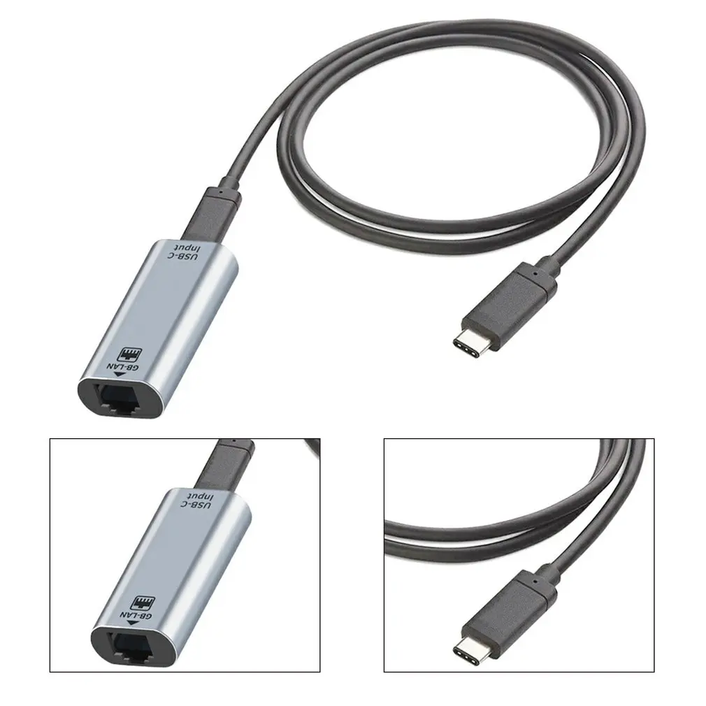 1m type c to gigabit ethernet adapter 1000mbps high speed mini portable network card computer accessories home office easy use free global shipping