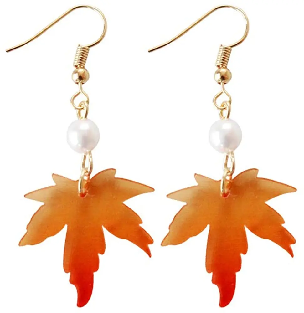 

Серьги в виде красного кленового листа, рождественские серьги для женщин и девушек, длинные кисточки, жемчужные висячие серьги, подарок