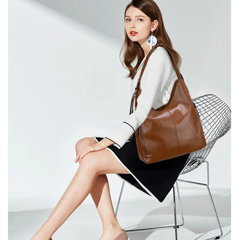 Женские кожаные сумки высокое качество 2019 женская мягкая кожаная сумка на плечо