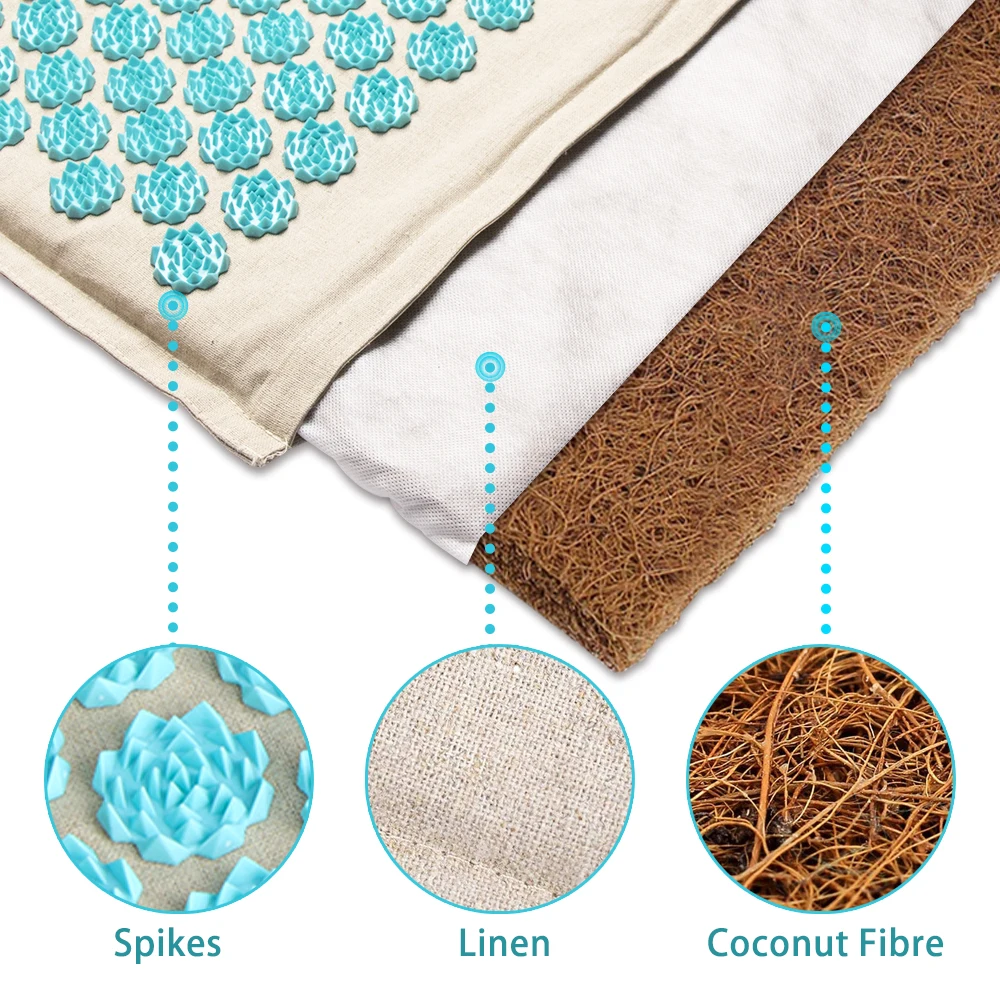 Массажный коврик с гречневой подушкой аппликатором для акупрессуры из