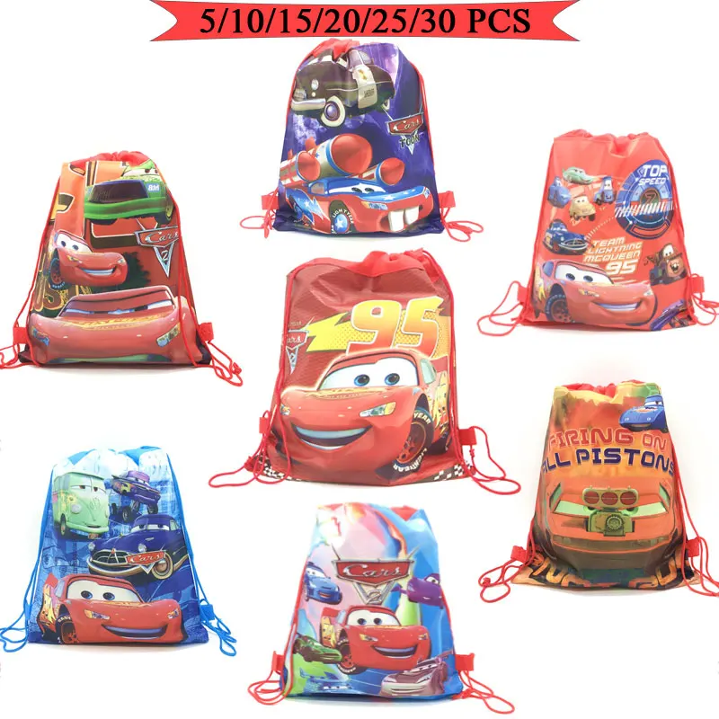 Disney Macqueen Cars Cartoon Drawstring Подарочная сумка из нетканого материала вечерние