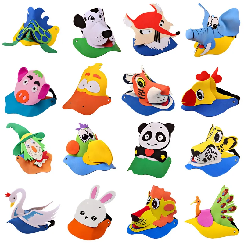 

Cartoon Animal EVA Hat Kids Children Anime Sun Hats Boy Girl Stage Perofrmance Party Hat Birthday Dress Decor Halloween