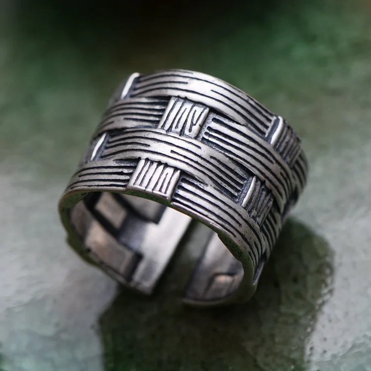 Одноцветное кольцо с плетеным орнаментом из стерлингового серебра 925 пробы для