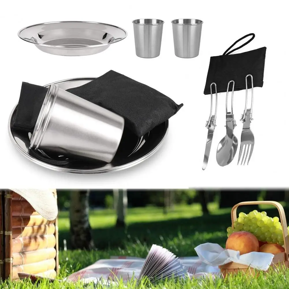 

10Pcs/Set Camping Cooking Supplies Portable Safe Silver Color Cookware Cooking Tool Kitchen Accessories for Outdoor Tableware