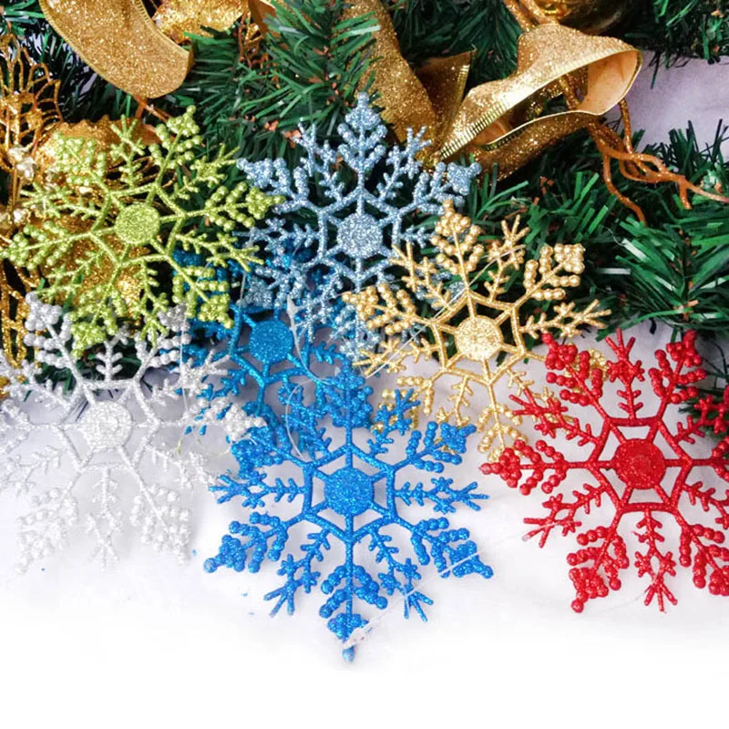 6 шт 10 см цвета: золотистый серебристый блестящий порошок со снежинками