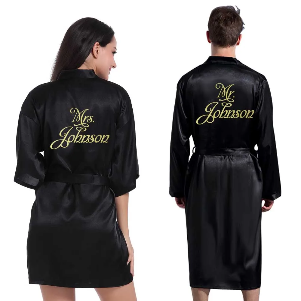 Персонализированное кимоно легкий Атласный халат для невесты и жениха ночная
