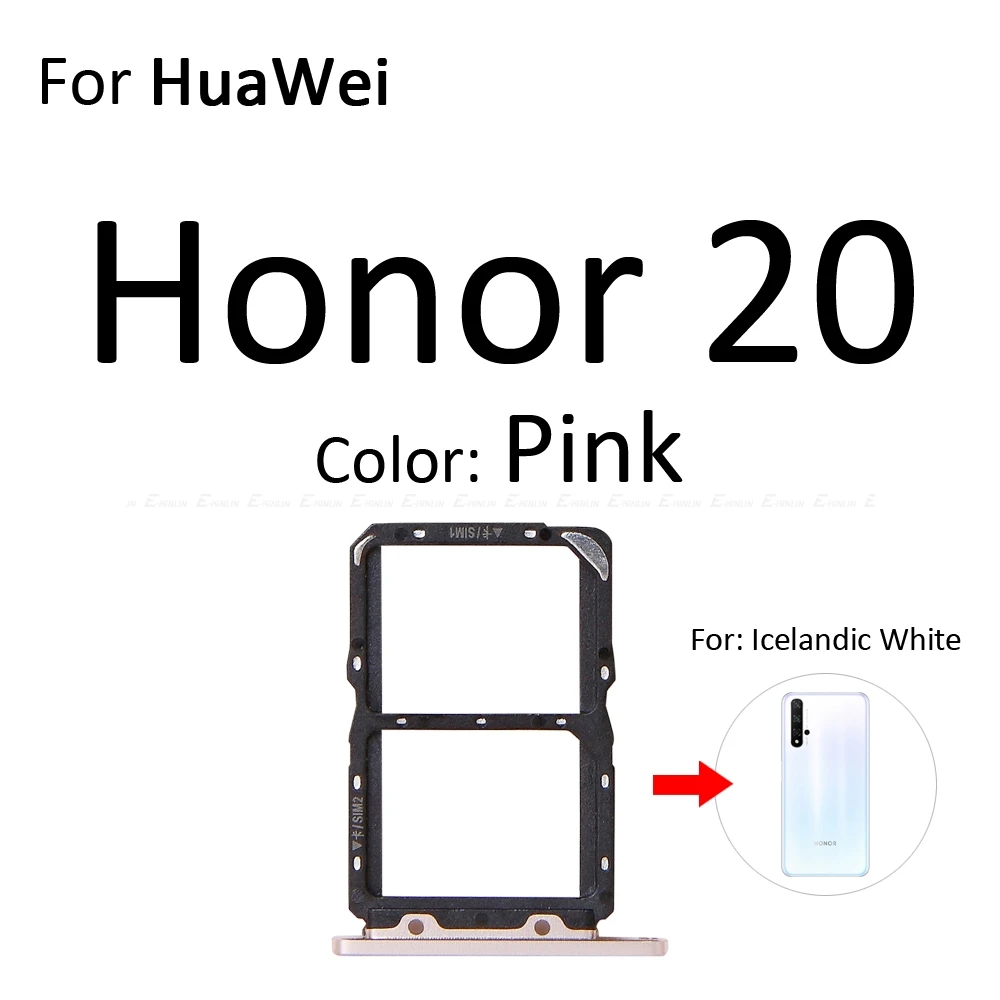 Карта Micro SD Sim карты слот, разъем для лотка адаптер Коннектор кард-ридера для HuaWei Honor вид 20 Pro Lite 20i контейнер держатель - Цвет: For Honor 20 Pink