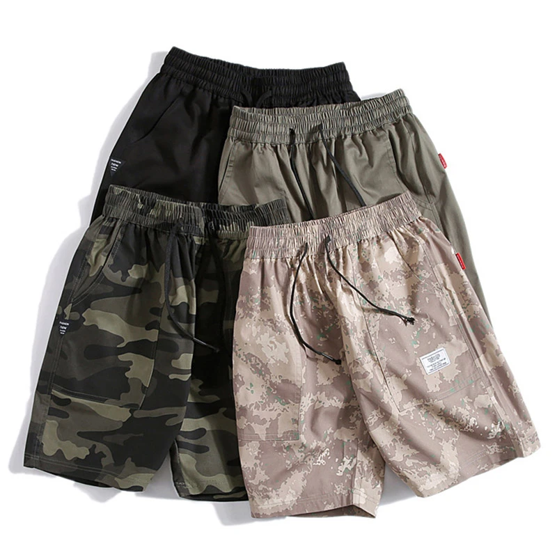 Новые летние хлопковые футболки с рисунком и шорты мужские камуфляжные