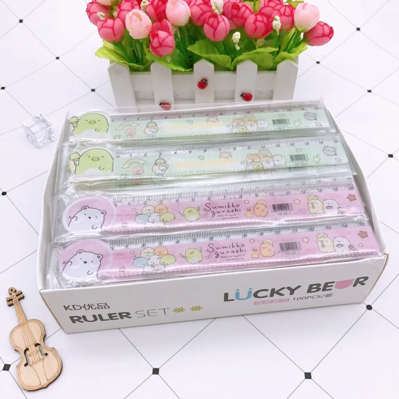 

JY 100PcsLot Corner Creature Arithmetic Toys Educational Students 15cm Ruler With Wavy Line Creative Stationery Chenxd