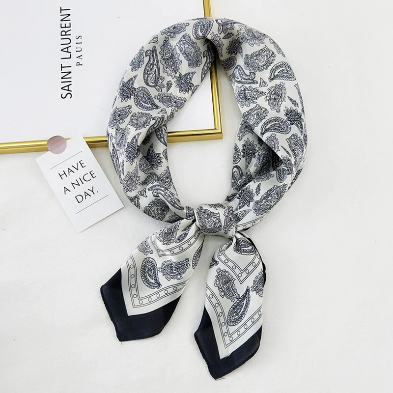 

MoriBty 70cm Women Silk Square Scarf Bandanas Vintage Spring-Autumn Hair Ribbon Headband Foulard Femme New Neckerhief Bag Wraps