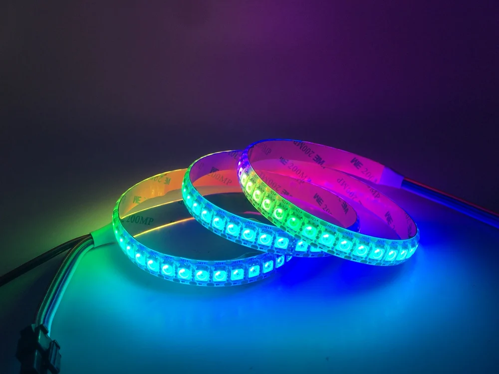 DC12V WS2815(WS2812B WS2813 обновление) RGB светодиодные пиксельные полосы, индивидуально адресуемые Белый/Черный PCB двухсигнальный светодиодный гибкий светильник
