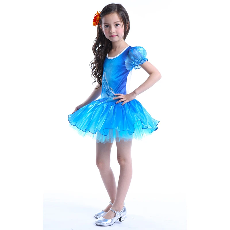 Детское балетное платье для девочек голубой сиамский костюм пачка с русалочкой