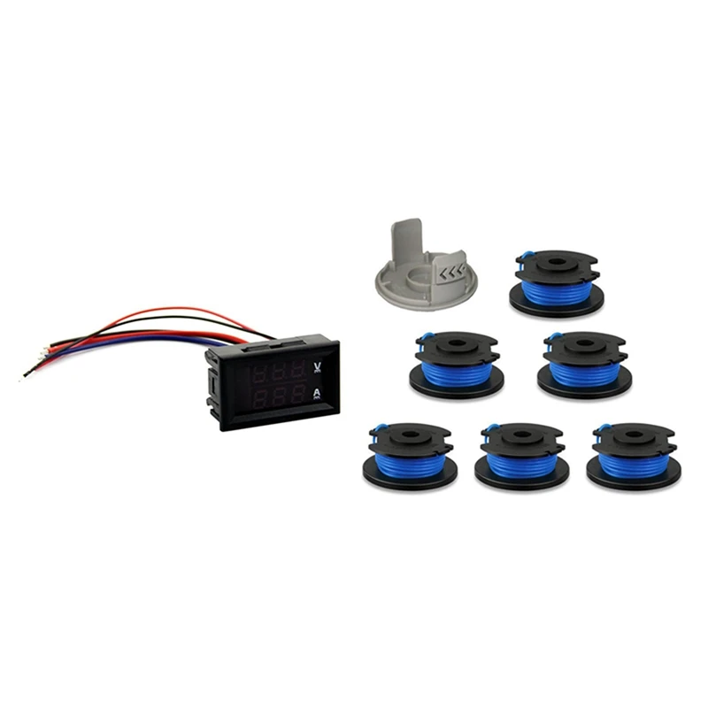 

1 Pcs DC 100V 10A Voltmeter Ammeter Digital Volt Meter Gauge & 7 Pcs String Trimmer Spool With Cap