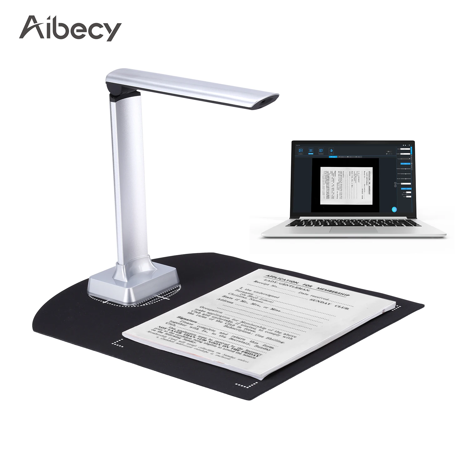 

Aibecy BK31 Portable Document Camera Scanner USB 2.0 HD 10 Mega-pixels High Speed Scanner Capture Size A4 PDF Format Export