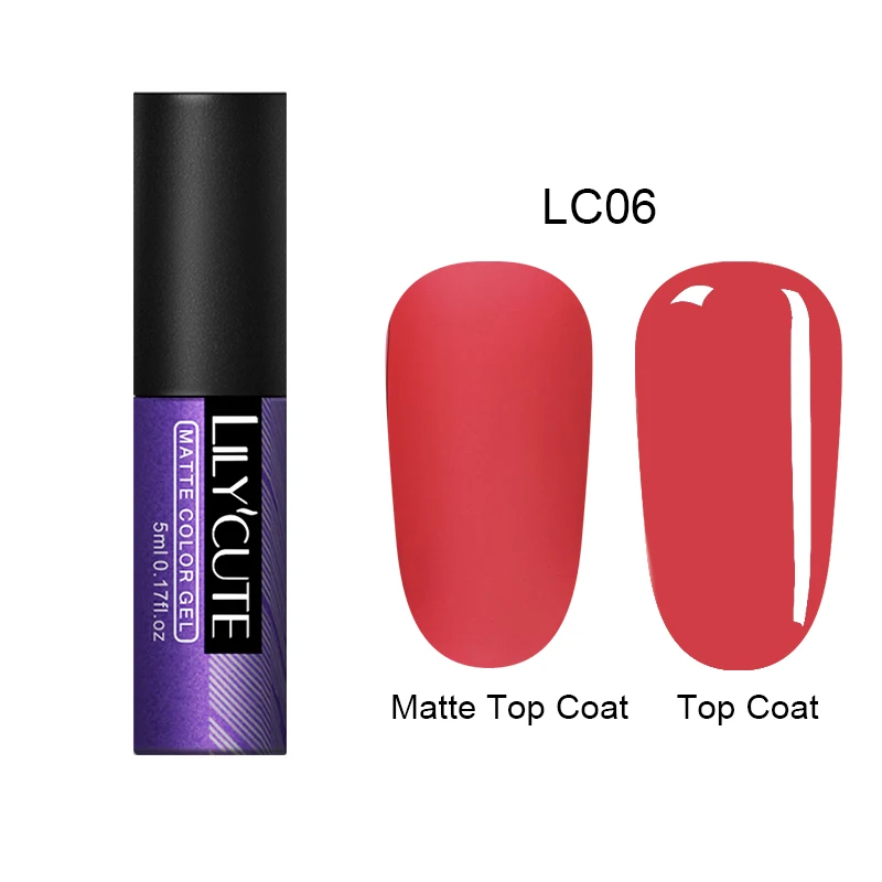 matte gel-6 LILYCUTE 5 мл Гель-лак для ногтей замачиваемый УФ-гель Полупостоянный замачиваемый УФ-Гель-лак стойкий серый кофейный лак для ногтей - Цвет: matte gel-6