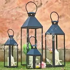 Черный железный уличный подсвечник стеклянный Хрустальный ветрозащитный