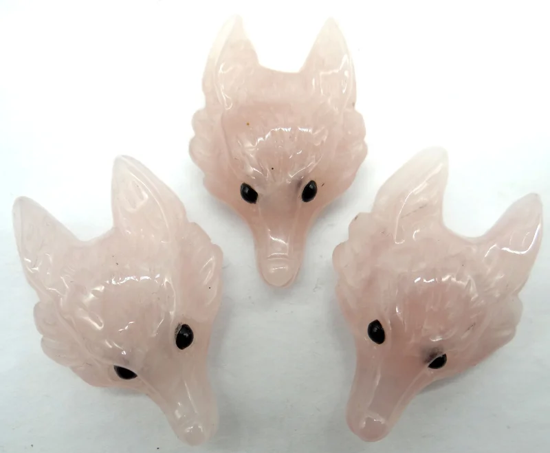 

natural stone fluorite aventurine Quartz Crystal tiger eye Wolf Head shape Pendant for diy jewelry making necklac Accessories2pc