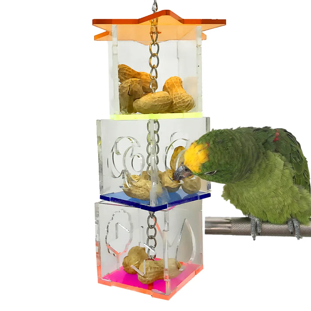 

Pet Products Chewing Thing Supply Pet Bird Acrylic Accessories Foraging Bird Macaw Cockatoos Birds Food Storage Hanging Toys