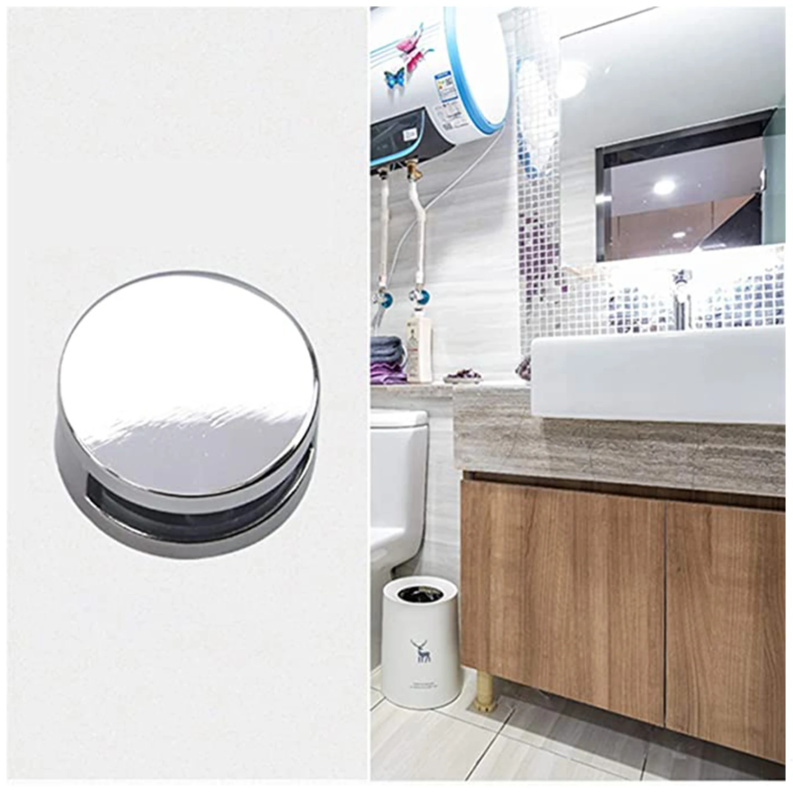 4pcs Mirror Round Clip Alloy 20/27mm Polished Chrome Clamp Decor Bathroom Toilet Fixing Acrylic/Metal/Wood w/silicon Pad w/screw |