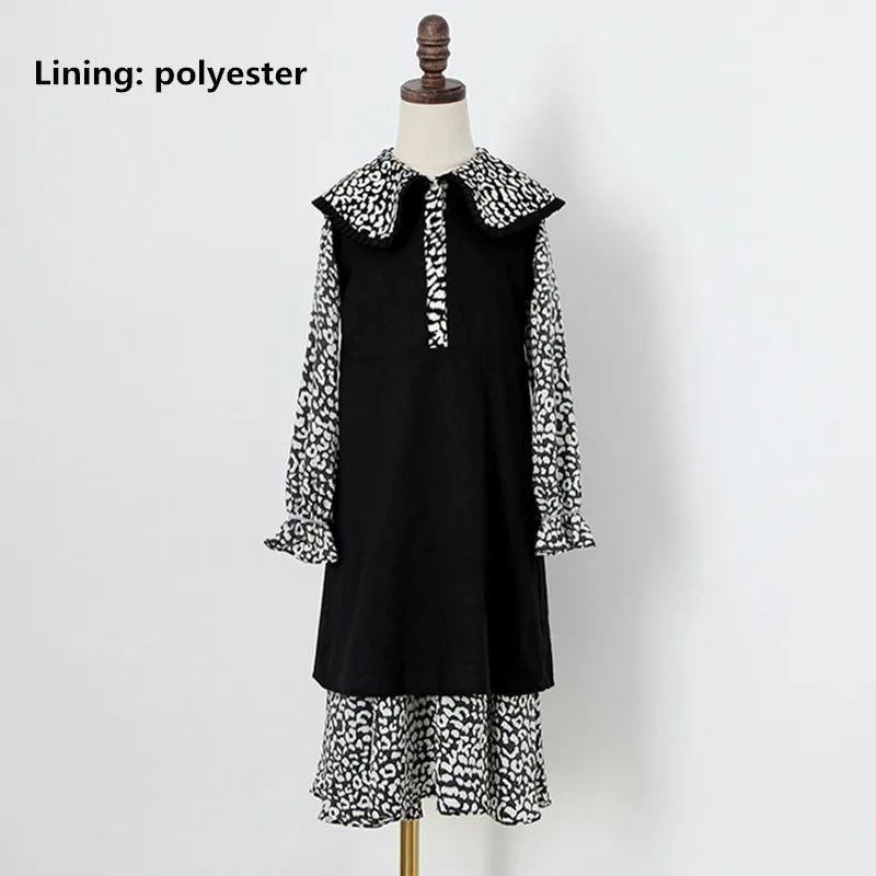 Повседневное платье с длинными рукавами и леопардовым принтом для