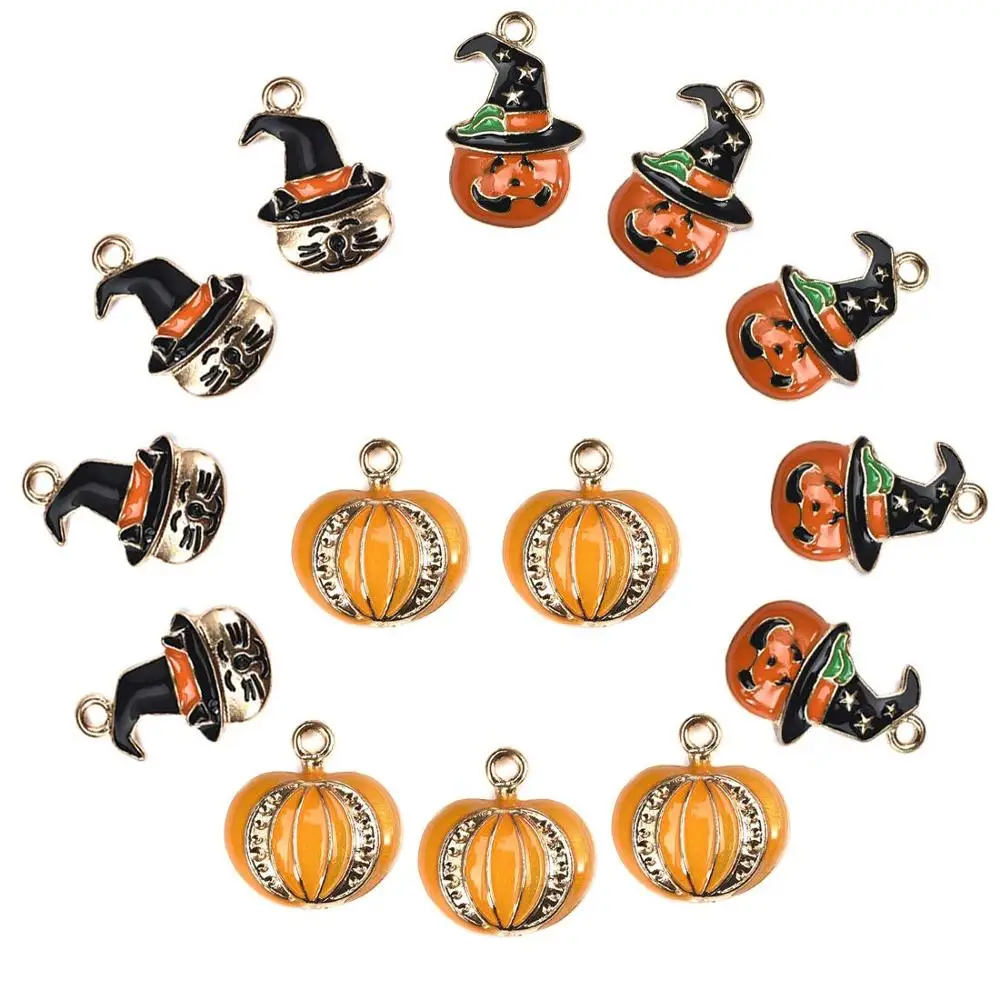 15 шт. подвеска в виде тыквы ведьмы на Хэллоуин золотой кулон для подарка DIY