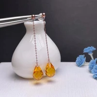 shilovem 18k yellow gold citrine drop fine jewelry women party new classic plant christmas gift new 811mm myme081155411j