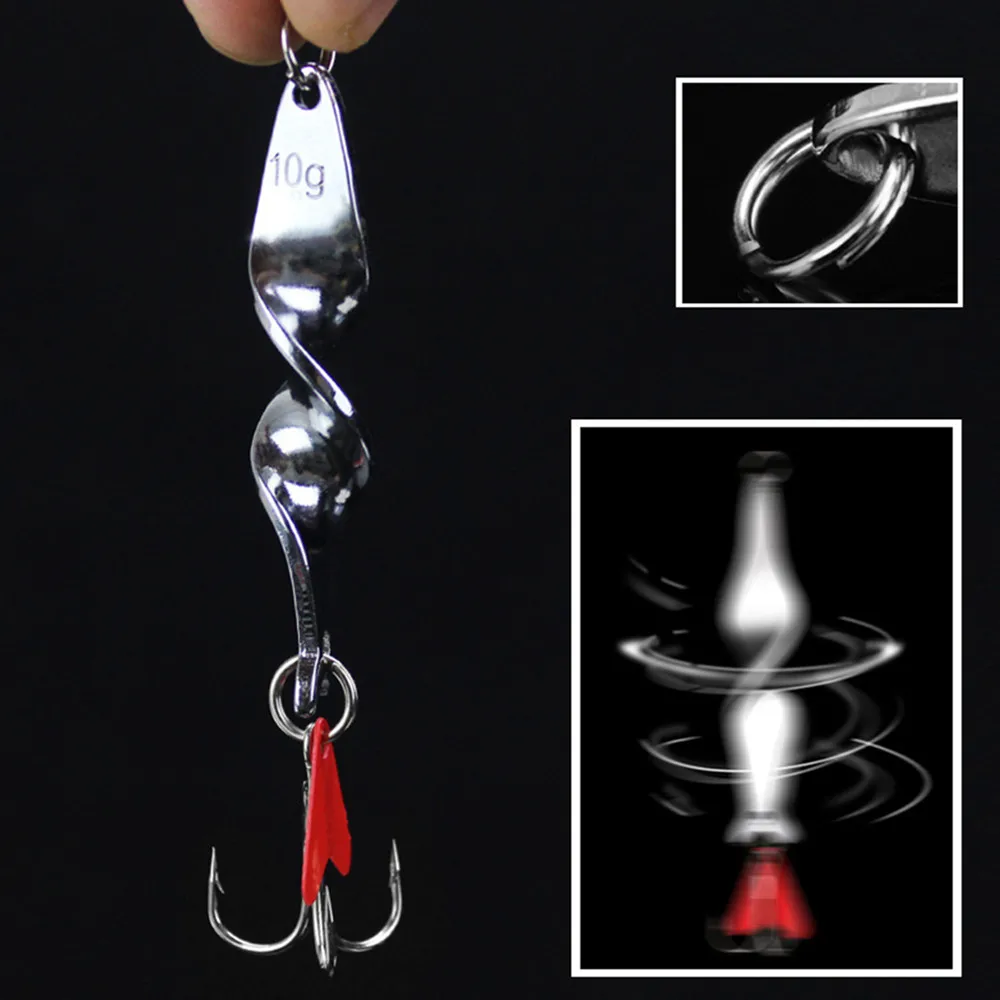 

Rotating spoon metal bait 10g 14g 21g 28g artificial bait with triple hook for trout fishing tackle