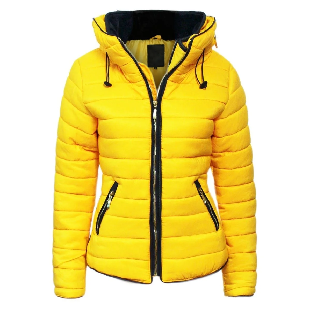 ZOGAA Jackets Women Winter Warm Puffer Jacket Women Hooded Slim Fit Solid Short Parka Coat manteau femme hiver Women Parka Mujer - Цвет: Цвет: желтый