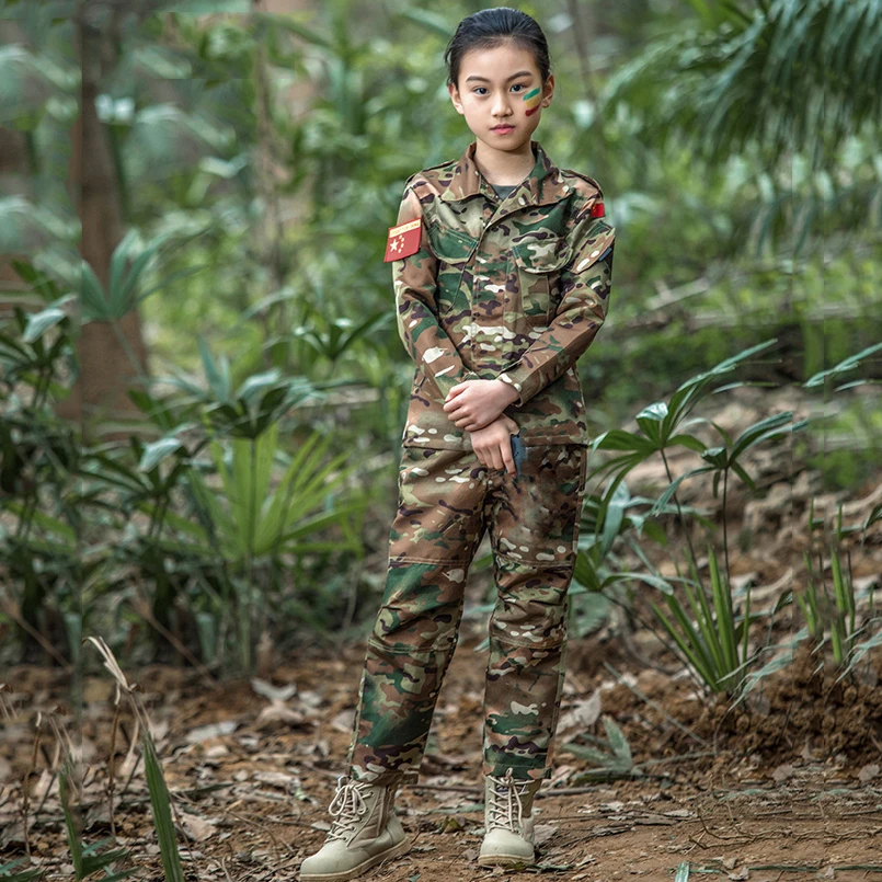 Детская военная форма детский летний тренировочный костюм камуфляжные штаны и