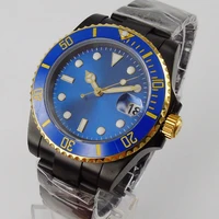 pvd coated japan nh35 24 jewels automatic male wristwatch sapphire glass transparent ceramic bezel insert oyster strap