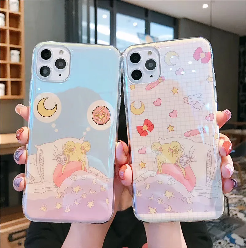 Кавайный японский аниме Сейлор Мун Луна кошка чехол для телефона для iPhone 11 Pro 6 6s 7 8 Puls X Blu-Ray лазер силиконовый мягкий чехол
