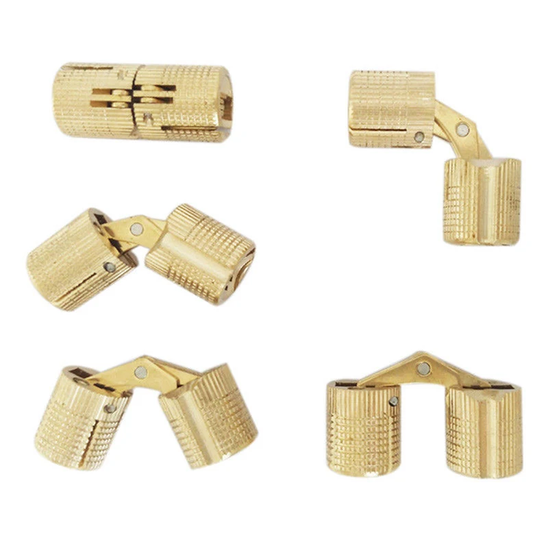 

4PCS 8/10/12mm Copper Barrel Hinges Cylindrical Hidden Cabinet Concealed Invisible Brass Hinges Mount For Furniture Hardware