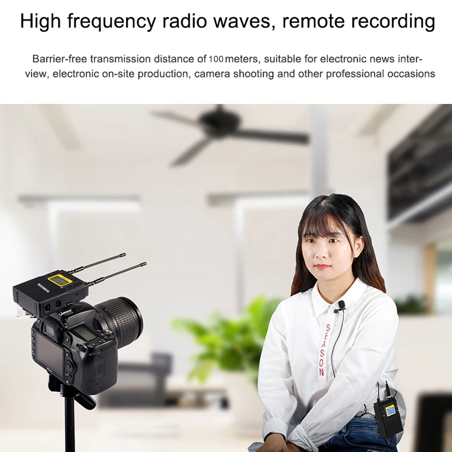 

MAMEN UHF Dual-Channel Digital Wireless Professional Microphone System Condenser 530-590MHz Mic for Camera Video Recording