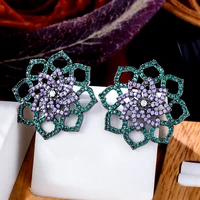 soramoore luxury gorgeous trendy round cute blue earrings cubic zirconia women wedding big earrings bijoux high quality 2022