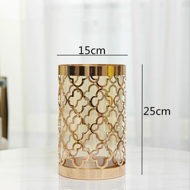 

YOOAP Nordic Creative metal Transparent glass vase Golden print Modern home Flower arrangement accessories expensive decoration