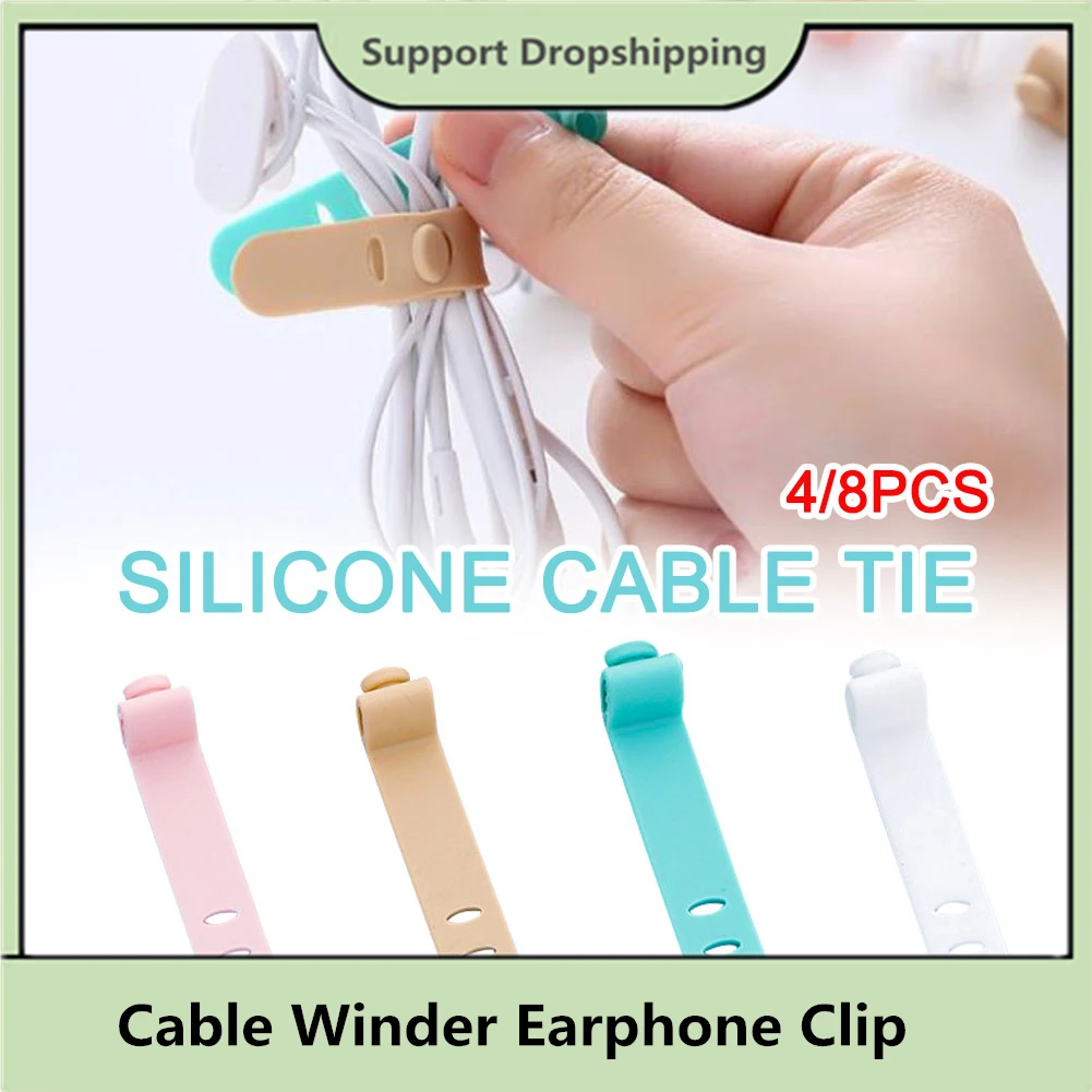 

4 Pcs/lot Multipurpose Desktop Phone Cable Winder Earphone Clip Charger Organizer Management Wire Cord fixer Silicone Holder