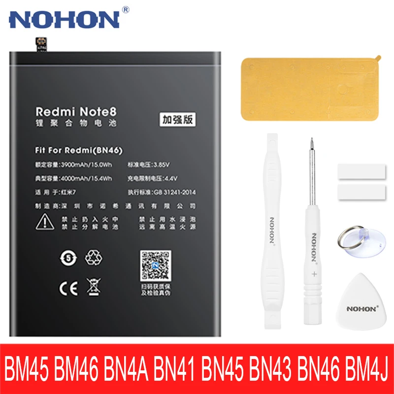 NOHON Новый аккумулятор для Xiaomi Redmi Note 2 3 4 4X 5 7 8 Pro BM45 BM46 BN4A BN41 BN45 BN43 BN46 BM4J Сменные