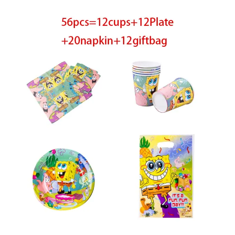 

Cartoon Birthday Party Decorations Kids Gift GiftBag Sponge-Bob Paper Cups Cake stand Baby Shower Disposable Tableware Supplies