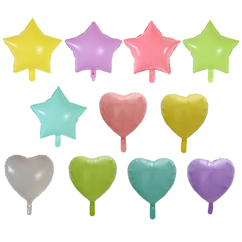 

50pcs 18inch Macaron Color Pastel Candy Foil Balloons Heart Star Helium Baloons For Birthday Party Wedding Decoration Kids Toys